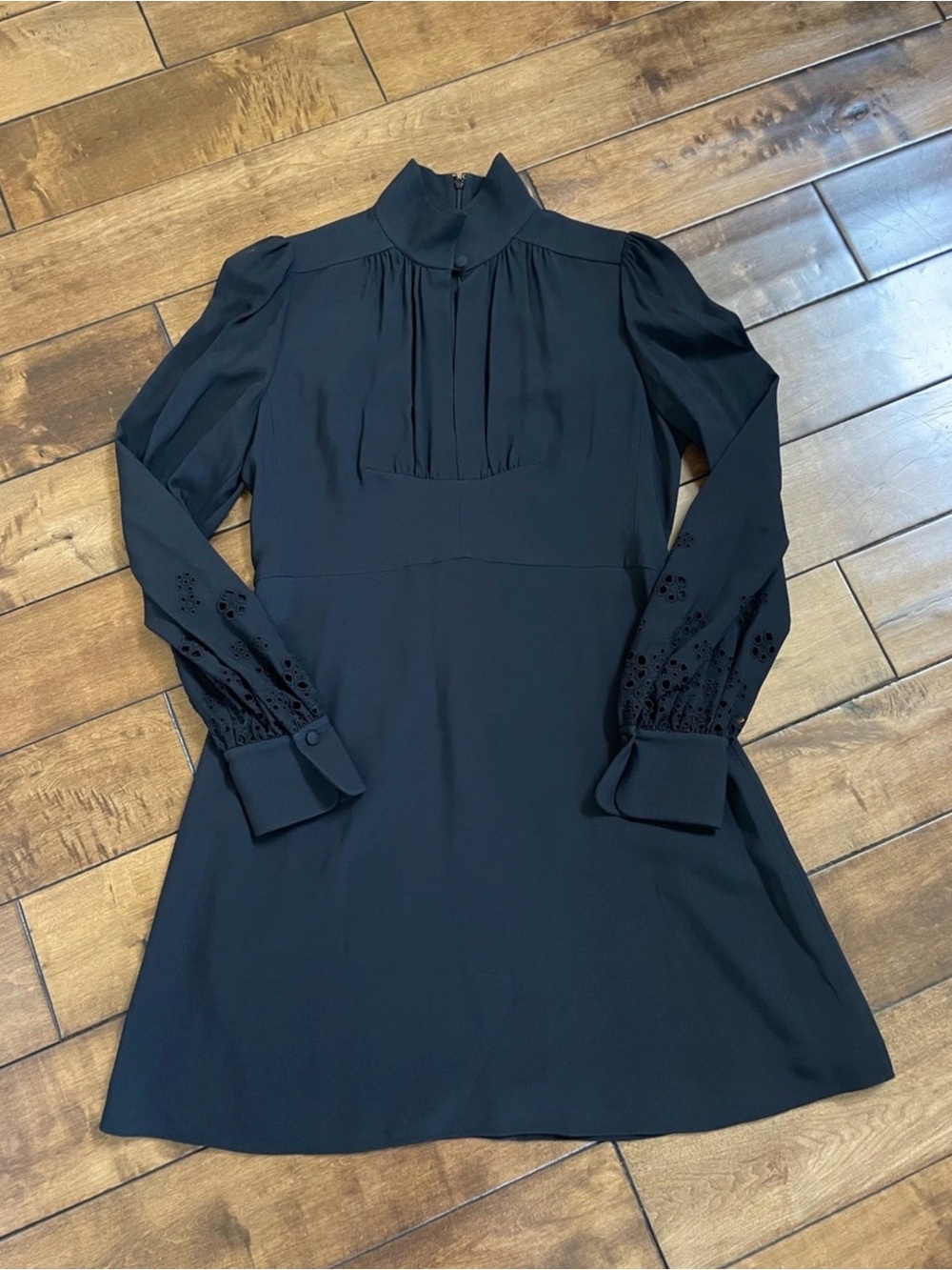 Chloe Black Long-Sleeve High-Neck Dress